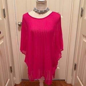 Vibrant Pink Sheer Poncho Top